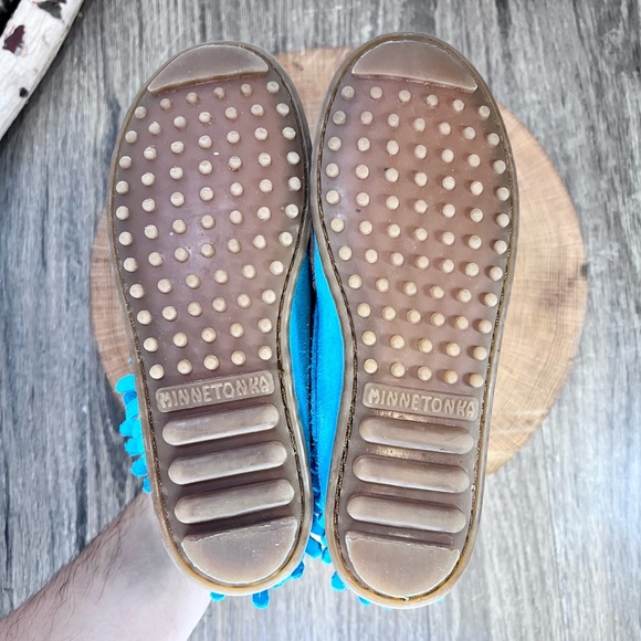 *Minnetonka | 244062 Kids' Double Fringe Side Zip Blue Boots Size 13 Toddler - Picture 11 of 16